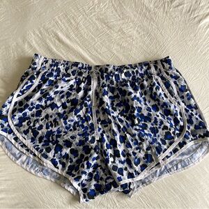 Calvin Klein Women's Blue, White Animal Print Running Shorts Drawstring Size XL